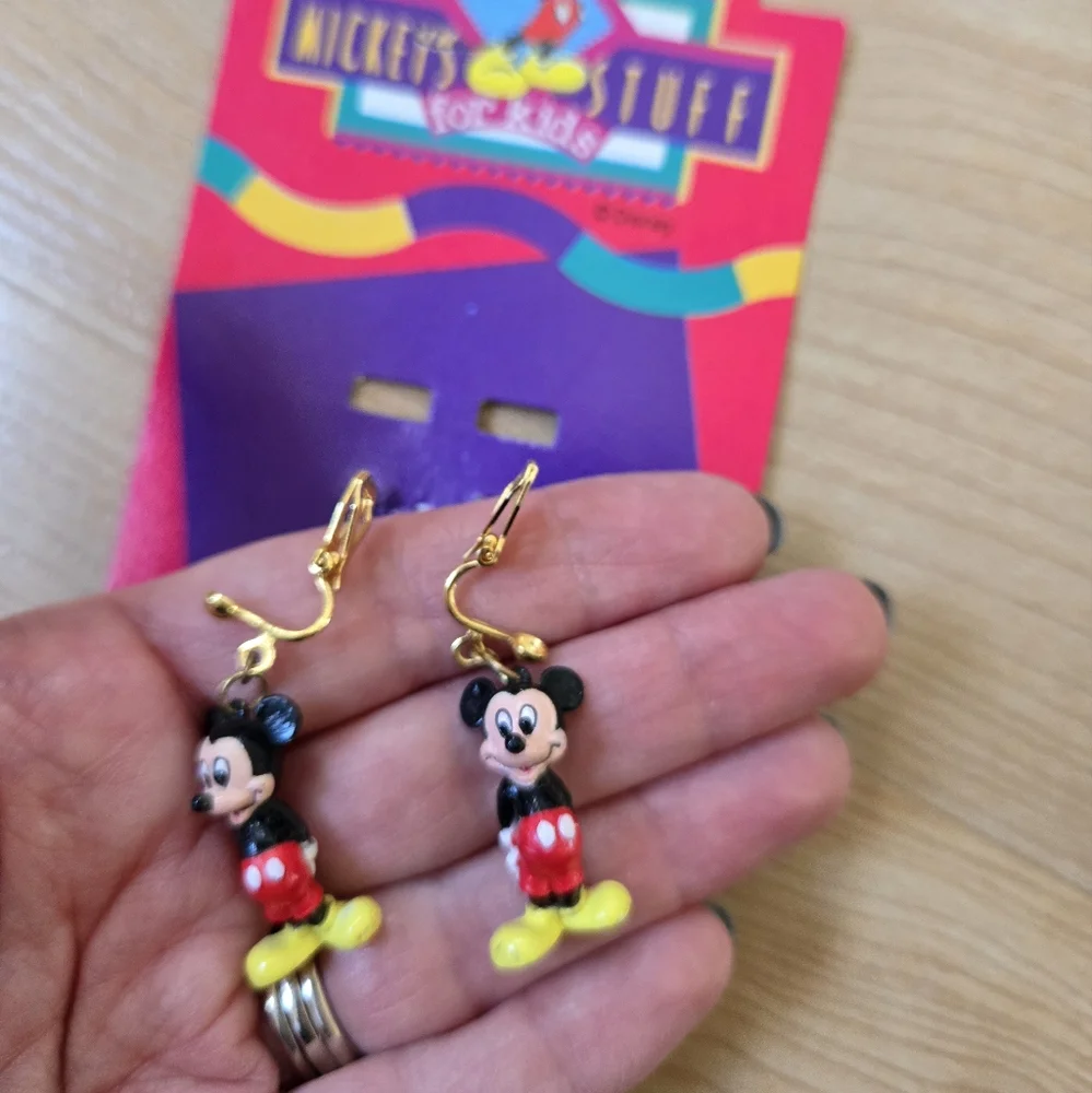 Vintage Y2K Disney Mickey Mouse kids clip on earrings, new in package